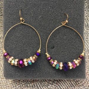 Goldtone hoops with crystal beads
